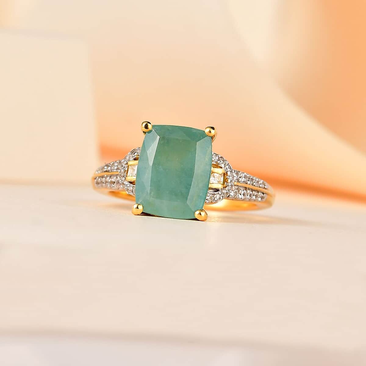 Premium Grandidierite and White Zircon Ring in Vermeil Yellow Gold Over Sterling Silver (Size 10.0) 3.50 ctw image number 1