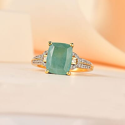 Premium Grandidierite and White Zircon Ring in Vermeil Yellow Gold Over Sterling Silver (Size 10.0) 3.50 ctw