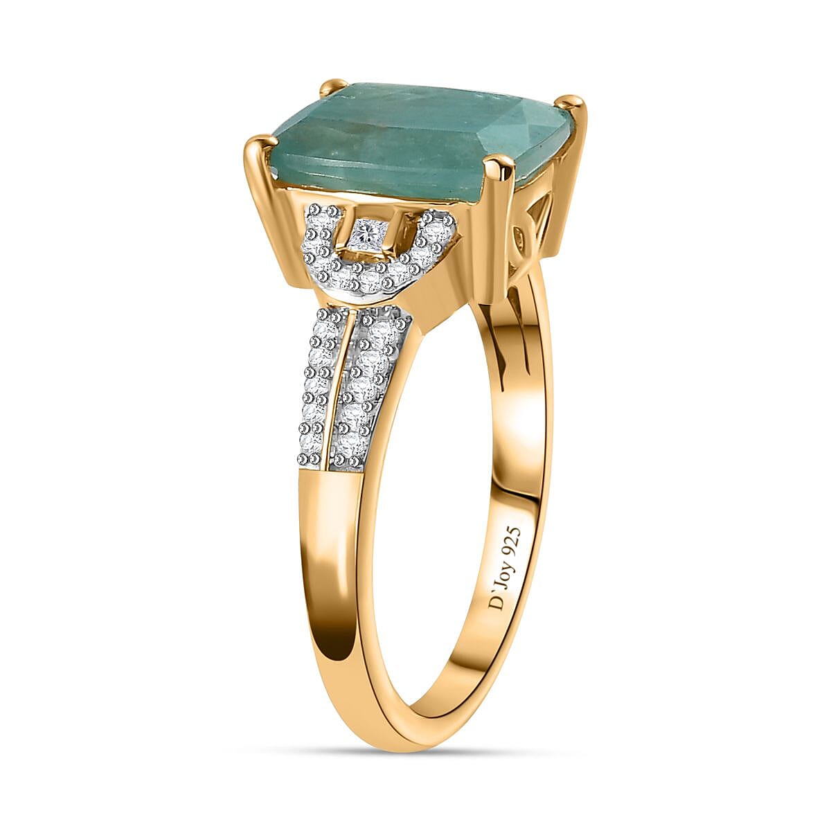 Premium Grandidierite and White Zircon Ring in Vermeil Yellow Gold Over Sterling Silver (Size 10.0) 3.50 ctw