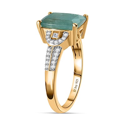 Premium Grandidierite and White Zircon Ring in Vermeil Yellow Gold Over Sterling Silver (Size 10.0) 3.50 ctw