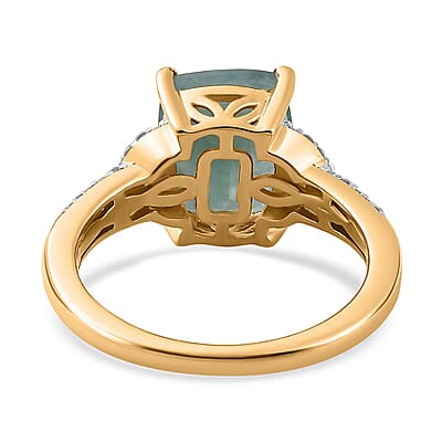 Premium Grandidierite and White Zircon Ring in Vermeil Yellow Gold Over Sterling Silver (Size 10.0) 3.50 ctw