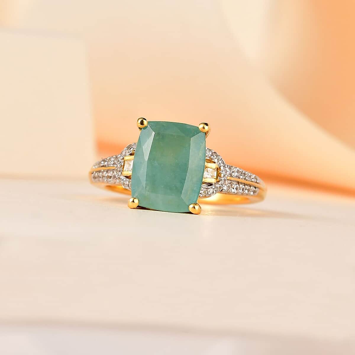 Premium Grandidierite and White Zircon Ring in Vermeil Yellow Gold Over Sterling Silver (Size 6.0) 3.50 ctw image number 1