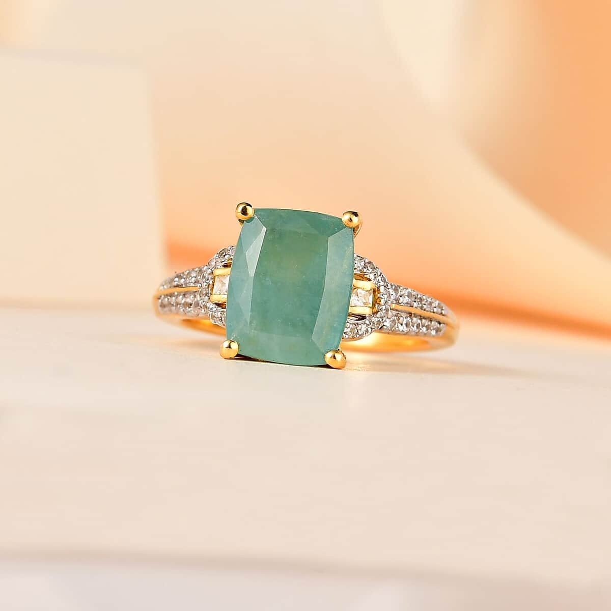 Premium Grandidierite and White Zircon Ring in Vermeil Yellow Gold Over Sterling Silver (Size 8.0) 3.50 ctw image number 1