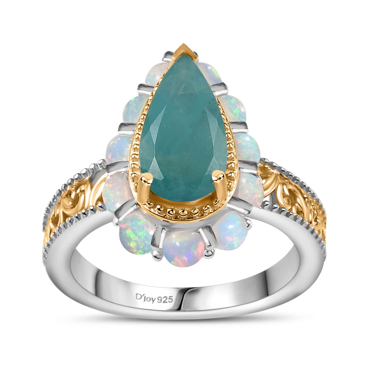 Premium Grandidierite and Ethiopian Welo Opal Ring in Vermeil Yellow Gold and Platinum Over Sterling Silver (Size 6.0) 2.85 ctw image number 0