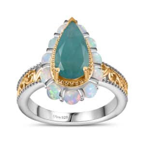 Premium Grandidierite and Ethiopian Welo Opal Ring in Vermeil Yellow Gold and Platinum Over Sterling Silver (Size 6.0) 2.85 ctw