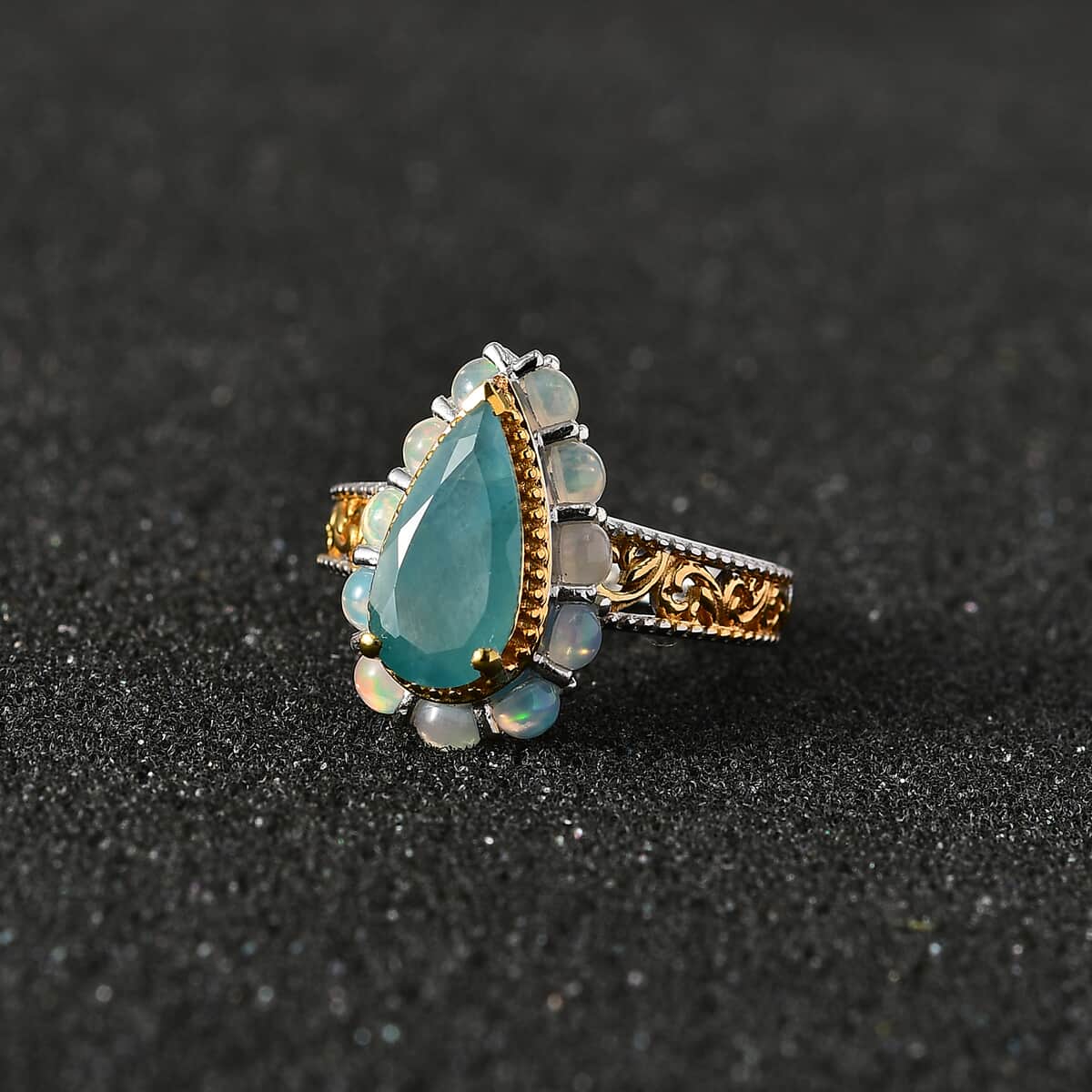 Premium Grandidierite and Ethiopian Welo Opal Ring in Vermeil Yellow Gold and Platinum Over Sterling Silver (Size 6.0) 2.85 ctw image number 2