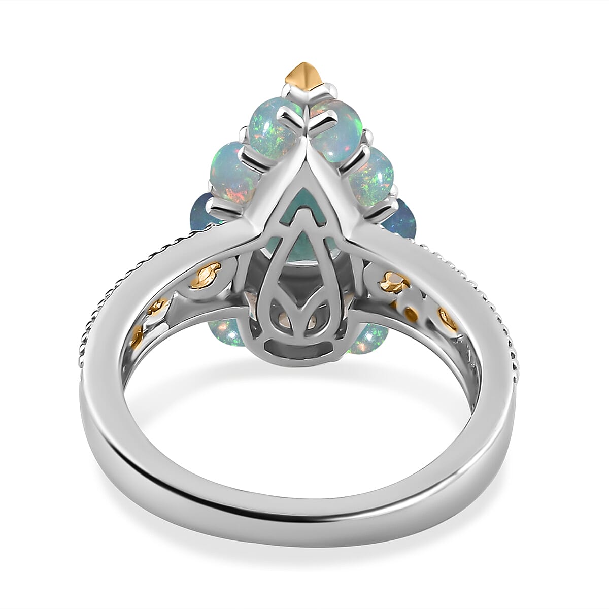 Premium Grandidierite and Ethiopian Welo Opal Ring in Vermeil Yellow Gold and Platinum Over Sterling Silver (Size 6.0) 2.85 ctw