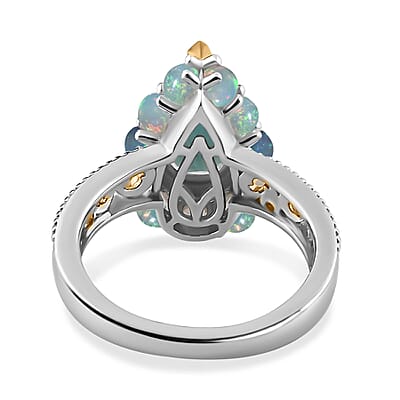 Premium Grandidierite and Ethiopian Welo Opal Ring in Vermeil Yellow Gold and Platinum Over Sterling Silver (Size 6.0) 2.85 ctw