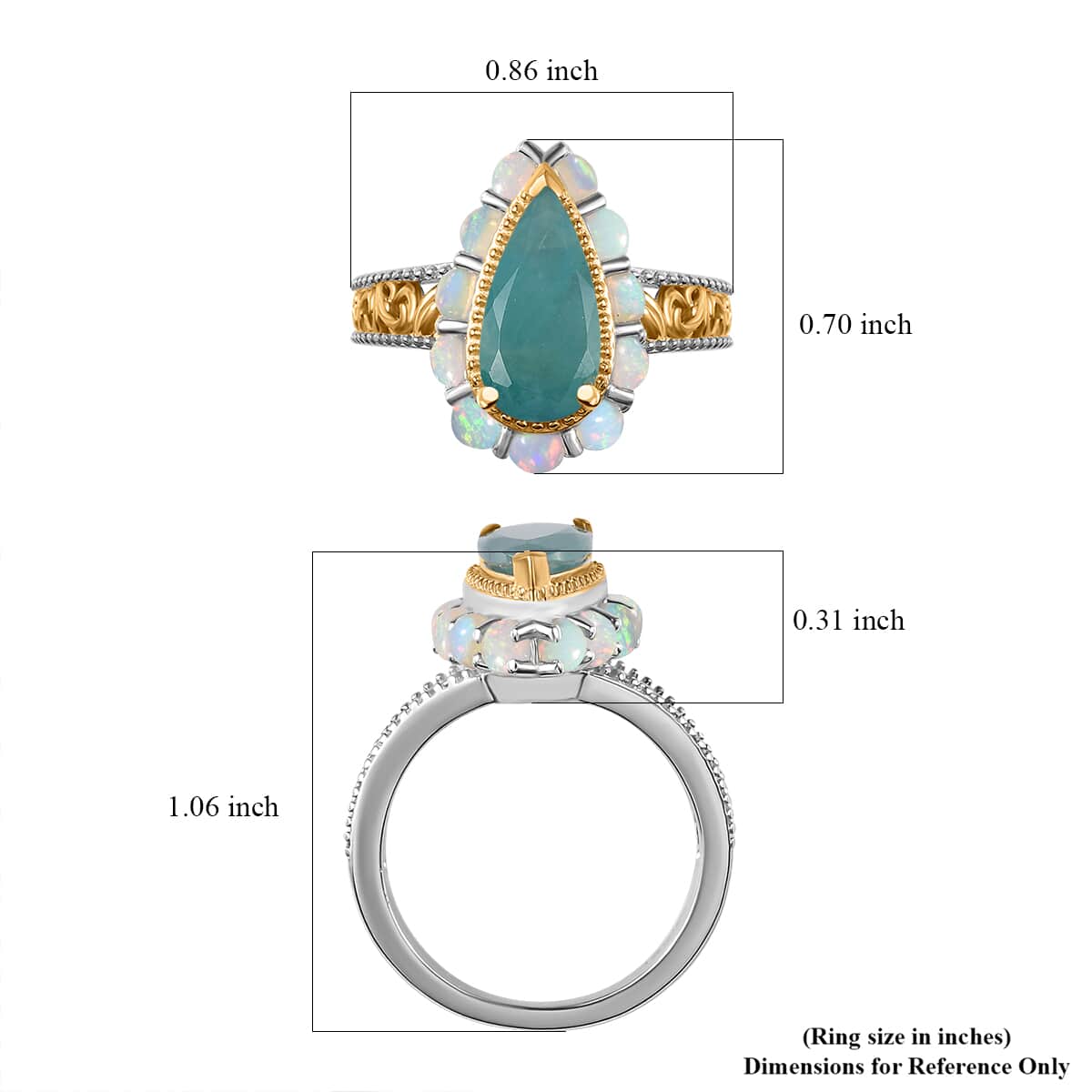 Premium Grandidierite, Ethiopian Welo Opal Ring in Vermeil YG and Platinum Over Sterling Silver (Size 6.0) 2.85 ctw image number 6