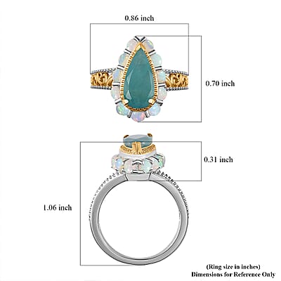 Premium Grandidierite and Ethiopian Welo Opal Ring in Vermeil Yellow Gold and Platinum Over Sterling Silver (Size 6.0) 2.85 ctw
