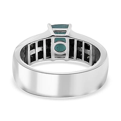 Premium Grandidierite and Thai Black Spinel Ring in Platinum Over Sterling Silver (Size 10.0) 1.85 ctw