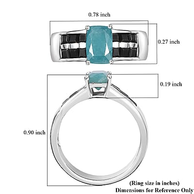Premium Grandidierite and Thai Black Spinel Ring in Platinum Over Sterling Silver (Size 10.0) 1.85 ctw