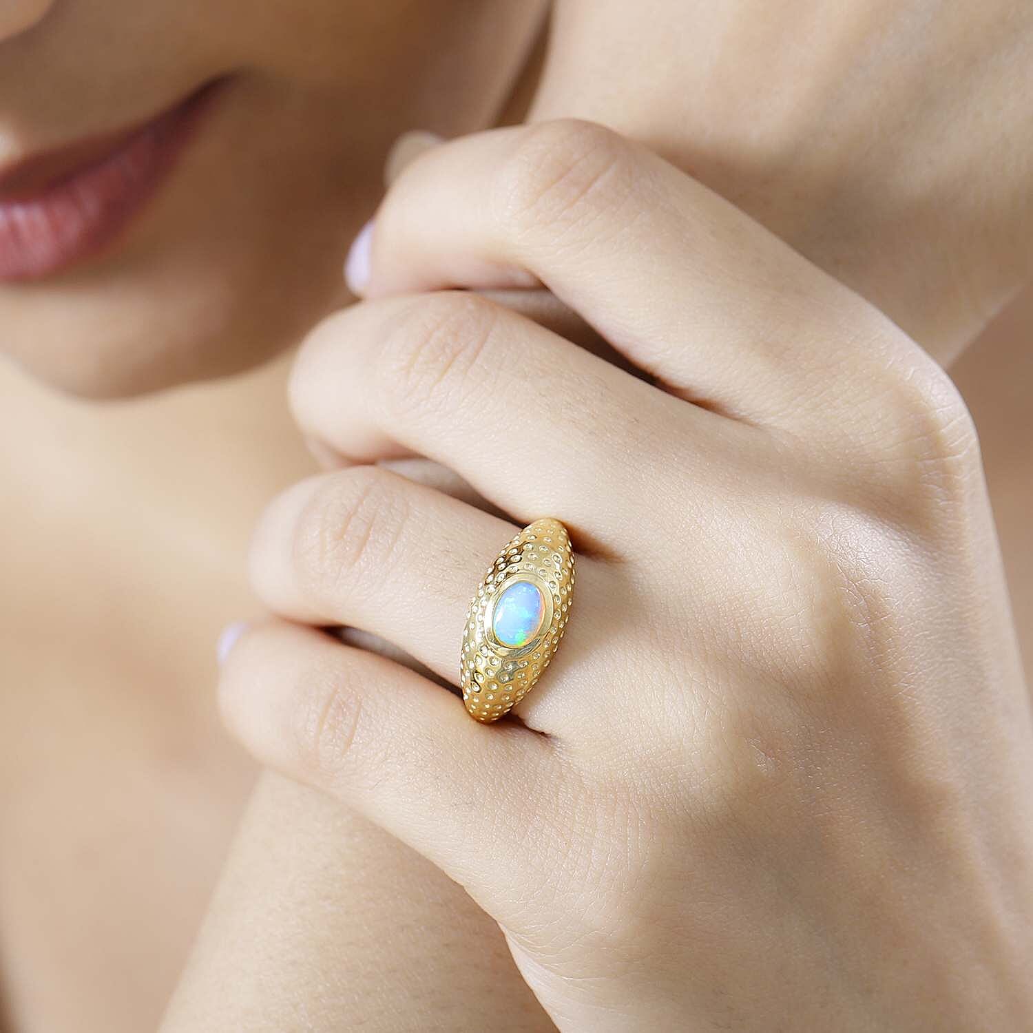 Ethiopian Welo Opal 0.53 ctw Ring in Vermeil Yellow Gold Over Sterling Silver (Size 10)