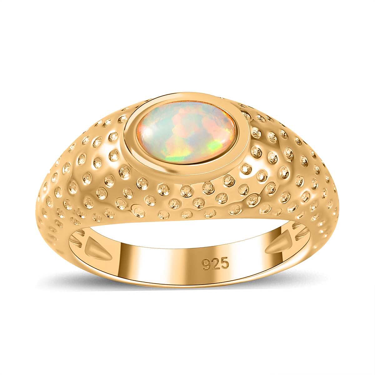 Ethiopian Welo Opal 0.53 ctw Ring in Vermeil Yellow Gold Over Sterling Silver (Size 10)