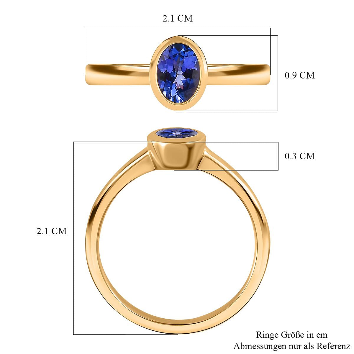 Premium Tanzanite 0.80 ctw Solitaire Ring in 9K Yellow Gold (Size 10.0)