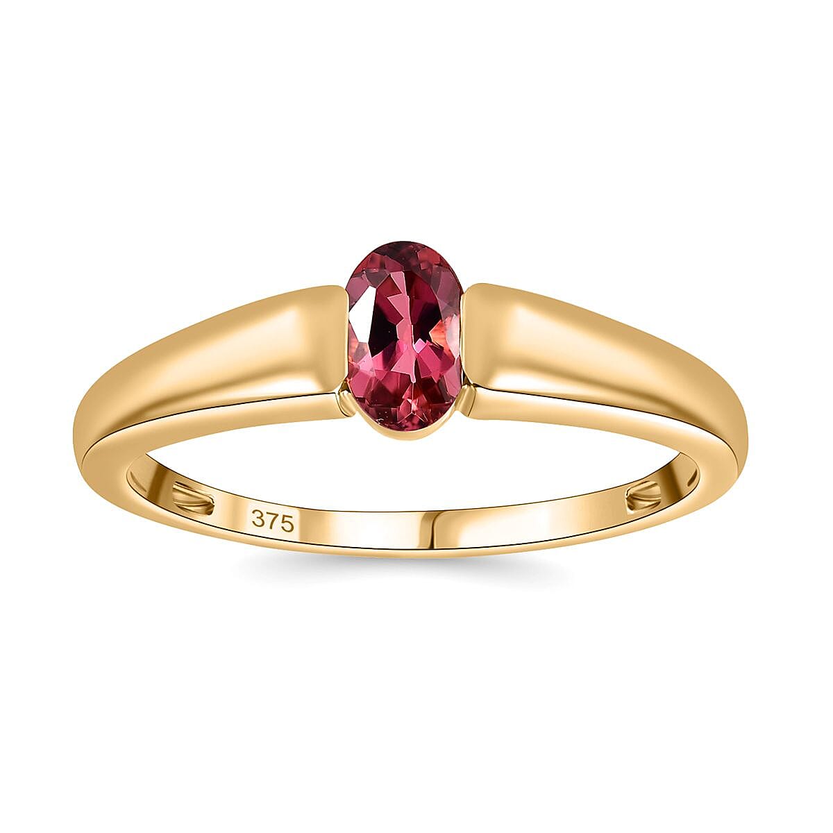 Premium Ouro Fino Rubellite 0.45 ctw Solitaire Ring in 9K Yellow Gold (Size 9.0)