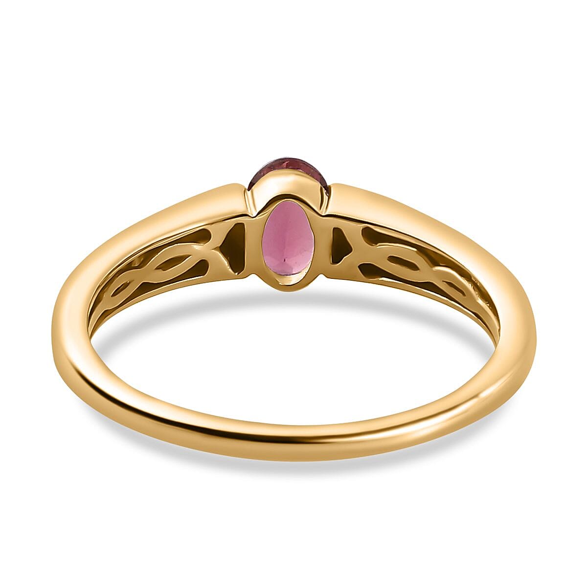 Premium Ouro Fino Rubellite 0.45 ctw Solitaire Ring in 9K Yellow Gold (Size 9.0)