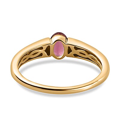 Premium Ouro Fino Rubellite 0.45 ctw Solitaire Ring in 9K Yellow Gold (Size 9.0)