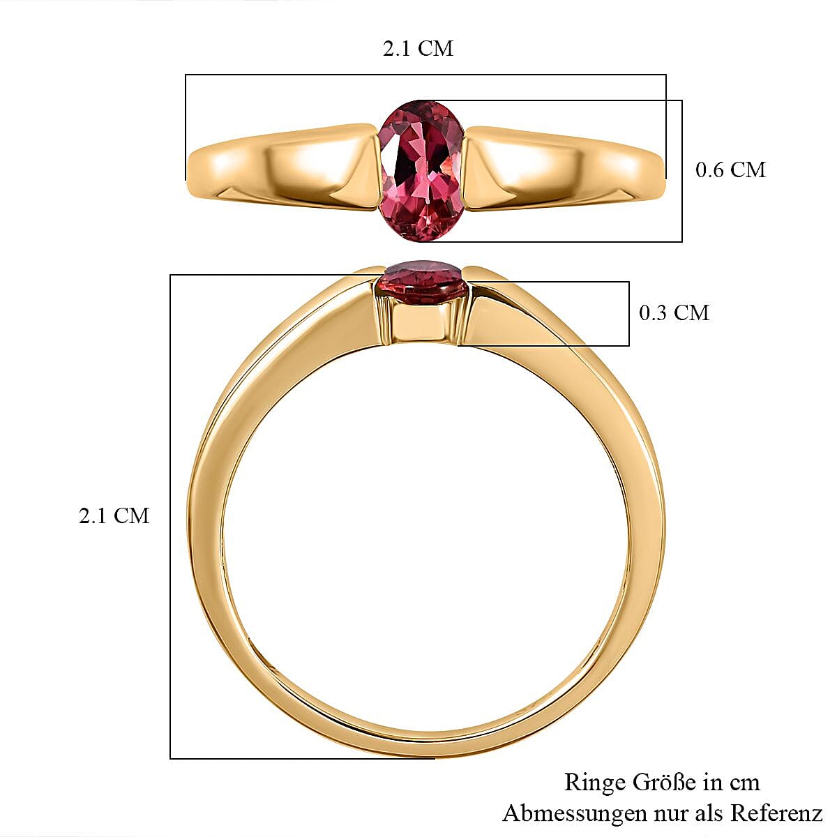 Premium Ouro Fino Rubellite 0.45 ctw Solitaire Ring in 9K Yellow Gold (Size 9.0)
