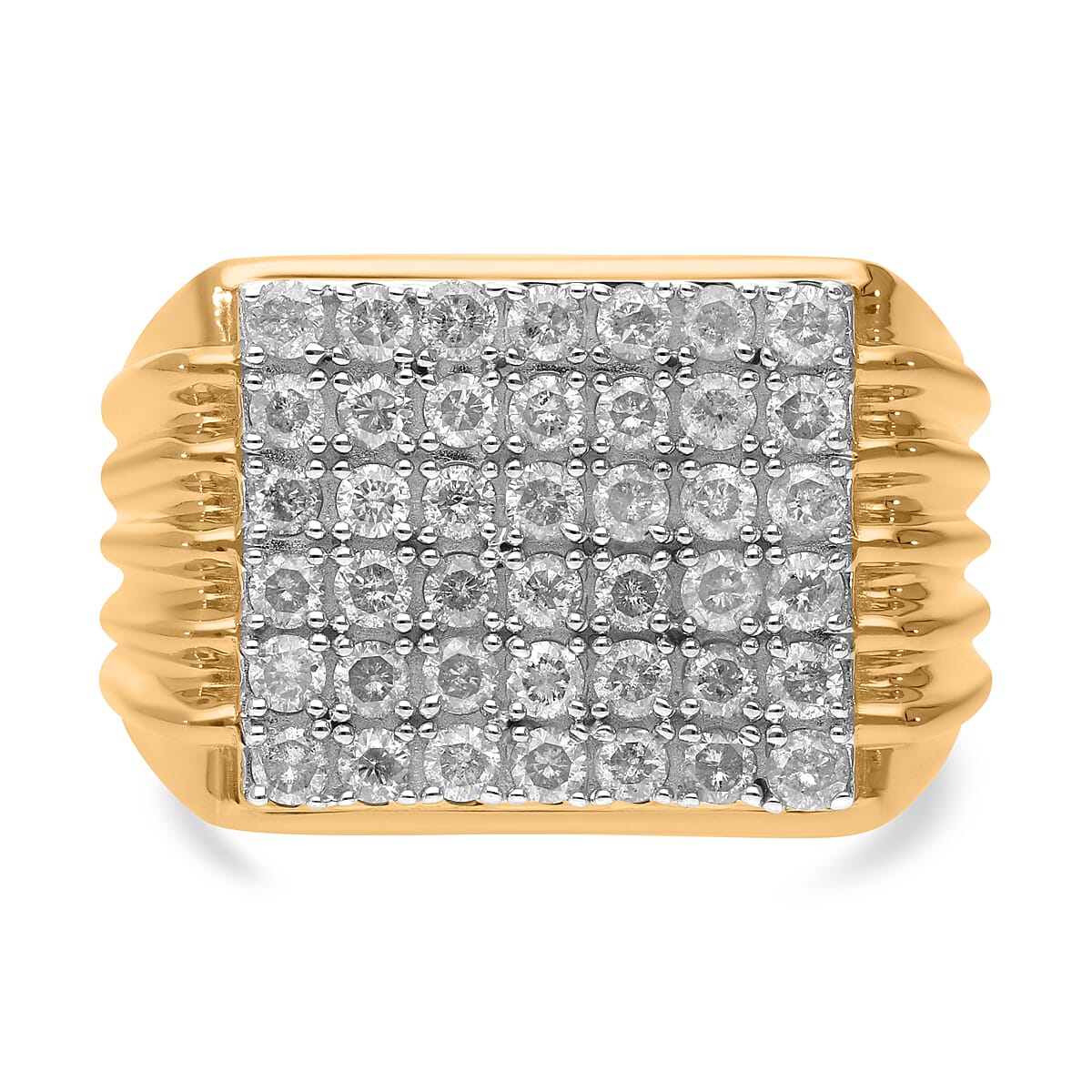 White Diamond 1.50 ctw Ring in Vermeil Yellow Gold Over Sterling Silver (Size 6.5) (12.15 g)