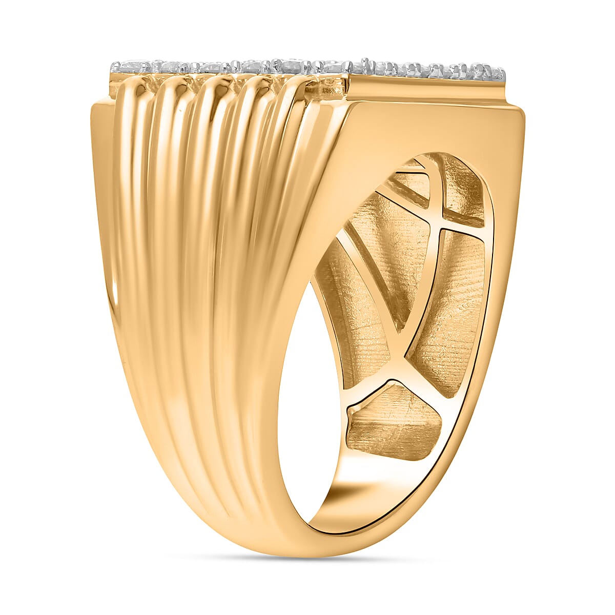 White Diamond 1.50 ctw Ring in Vermeil Yellow Gold Over Sterling Silver (Size 6.5) (12.15 g)