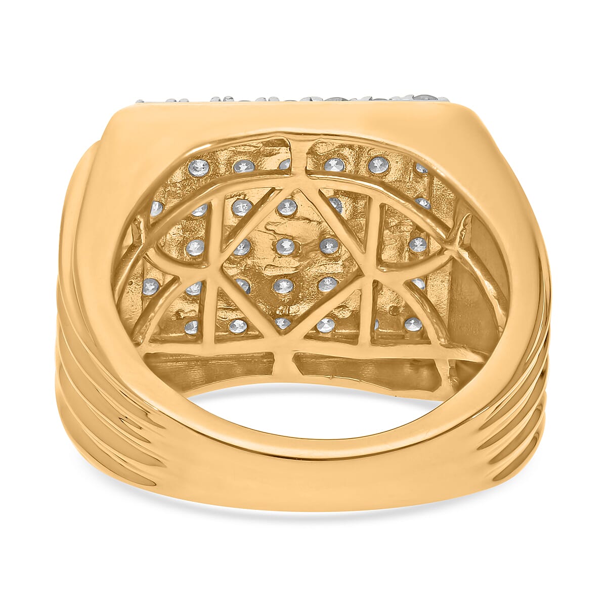 White Diamond 1.50 ctw Ring in Vermeil Yellow Gold Over Sterling Silver (Size 6.5) (12.15 g)