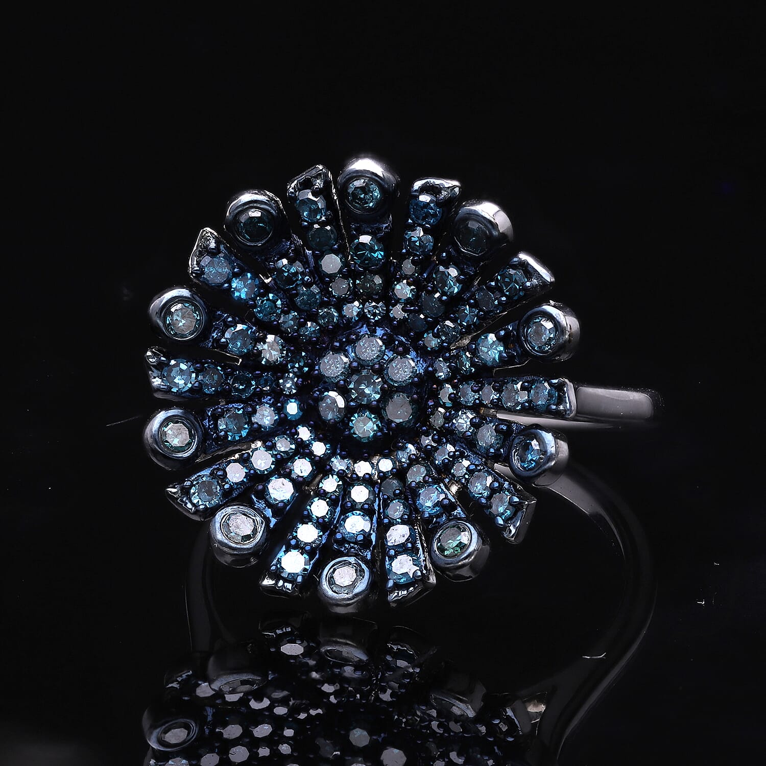Blue Diamond 1.01 ctw Ring in Platinum Over Sterling Silver (Size 10.0)