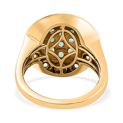 Zambian Emerald and White Zircon 2.77 ctw Ring in 18K Vermeil Yellow Gold Over Sterling Silver (Size 8.0)