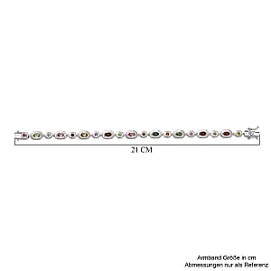 Multi-Tourmaline 5.80 ctw Fancy Bracelet in Rhodium Over Sterling Silver (8 In) (14.45 g)