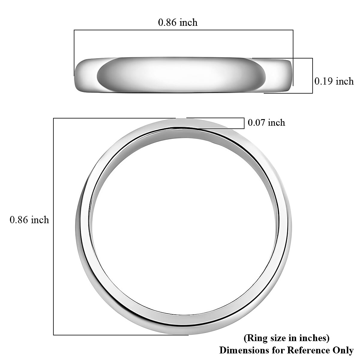 Platinum Over Sterling Silver Band Ring (Size 10.0) 3.65 Grams