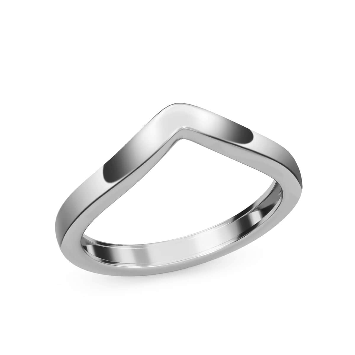 Platinum Over Sterling Silver Wishbone Ring (Size 9.0) 1.60 Grams image number 0