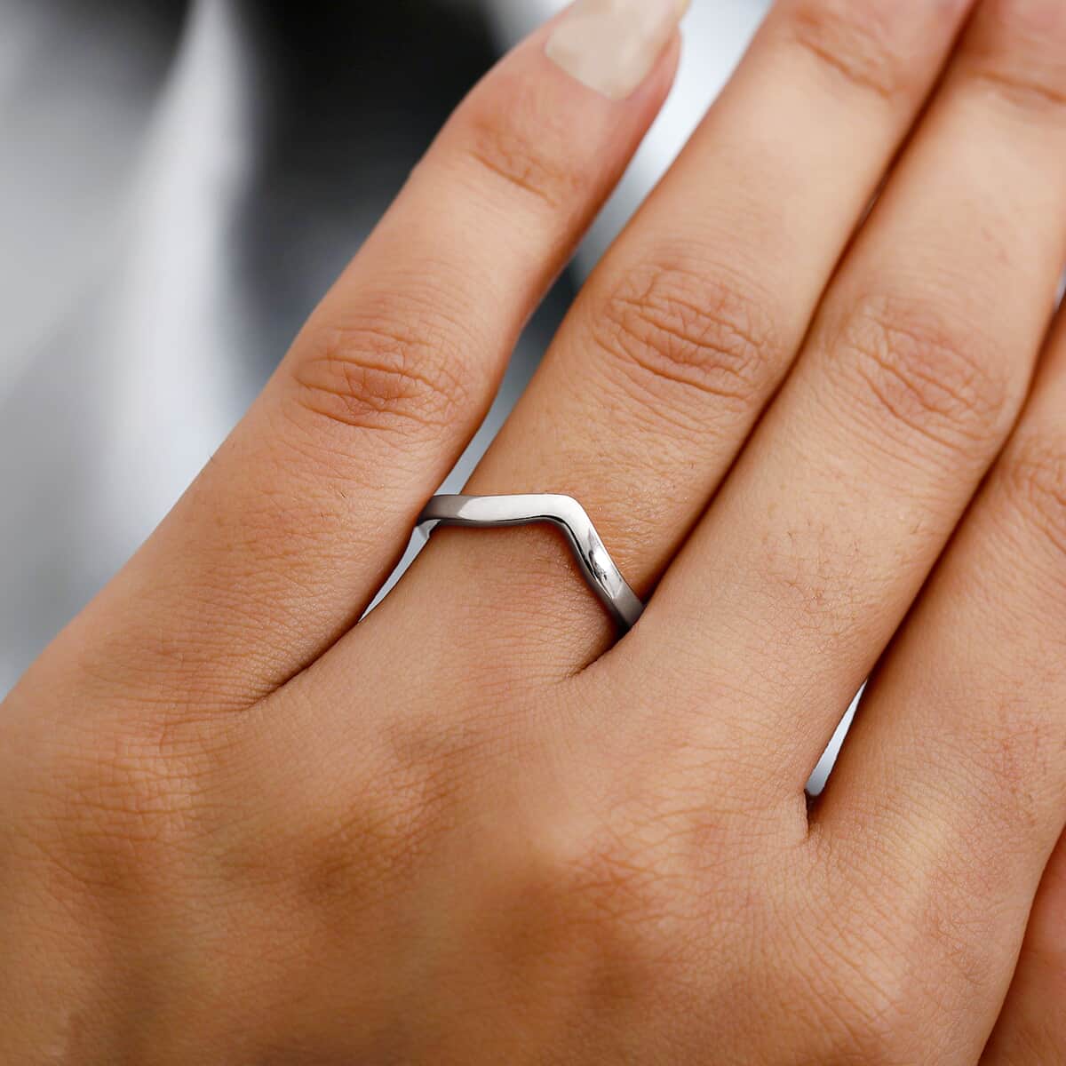 Platinum Over Sterling Silver Wishbone Ring (Size 9.0) 1.60 Grams image number 2