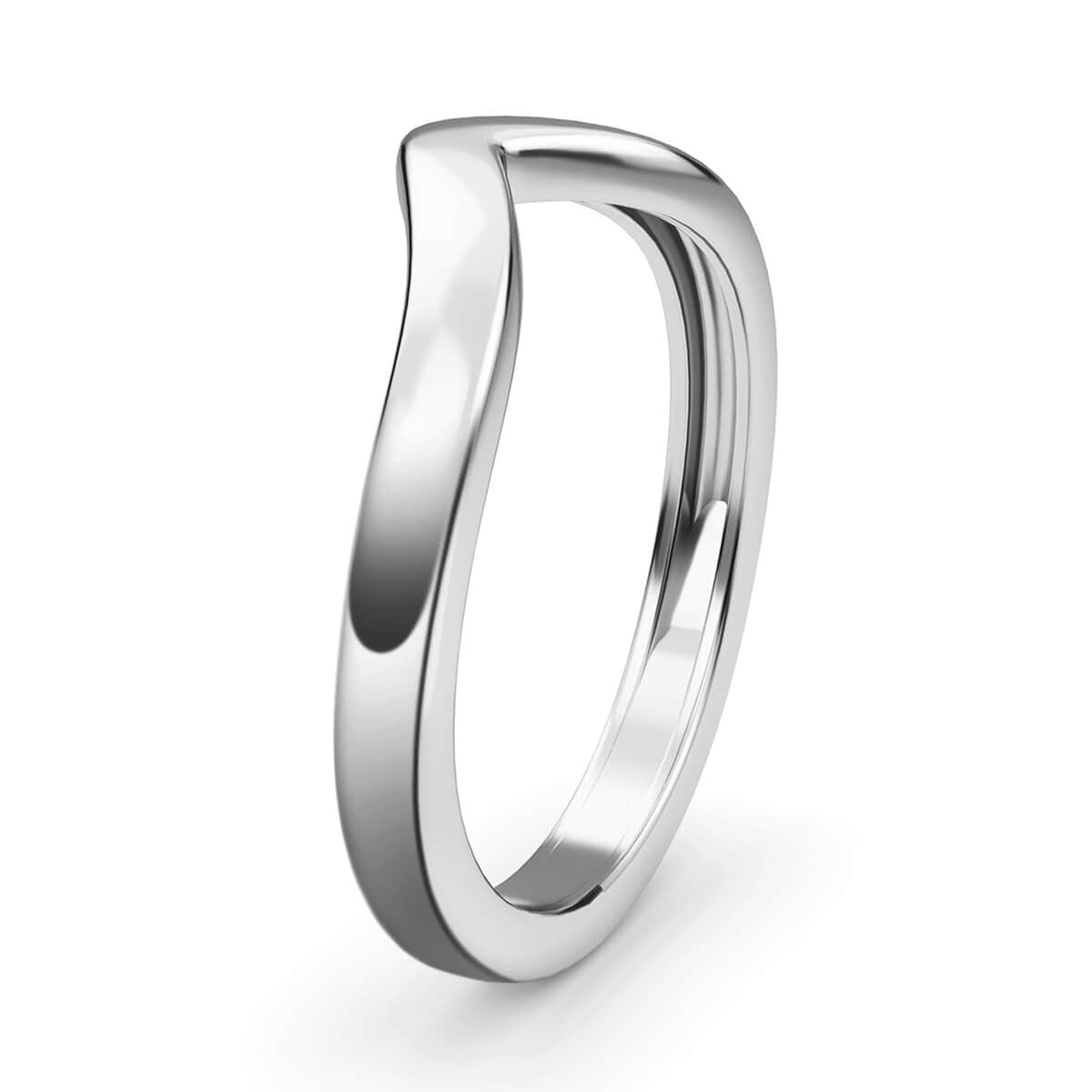 Platinum Over Sterling Silver Wishbone Ring (Size 9.0) 1.60 Grams image number 3