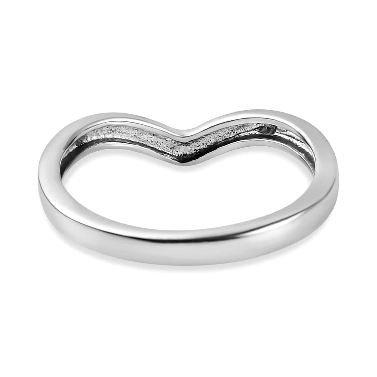 Platinum Over Sterling Silver Wishbone Ring (Size 9.0) 1.60 Grams image number 4