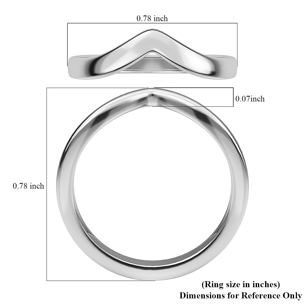 Platinum Over Sterling Silver Wishbone Ring (Size 10.0) 1.60 Grams