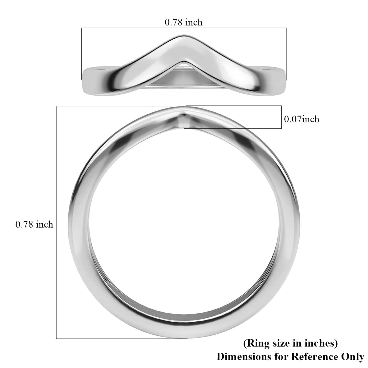 Platinum Over Sterling Silver Wishbone Ring (Size 9.0) 1.60 Grams image number 5