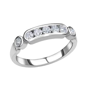 Mother’s Day Gift Moissanite Ring in Platinum Over Sterling Silver (Size 10) 0.50 ctw