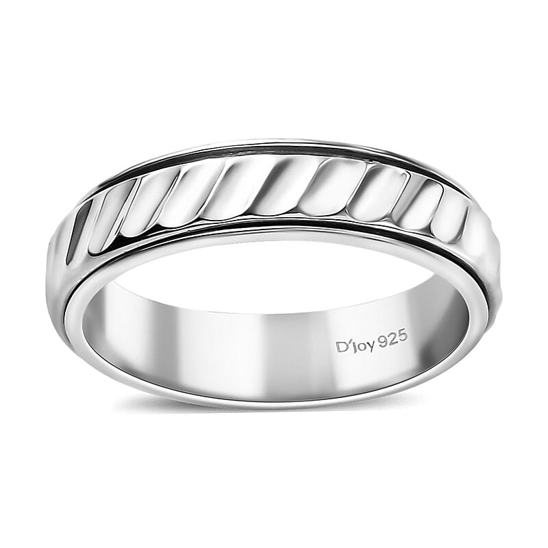 Band Ring in Platinum Over Sterling Silver (Size 10.0) 3.20 Grams