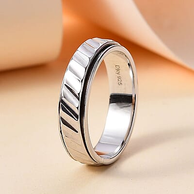 Band Ring in Platinum Over Sterling Silver (Size 10.0) 3.20 Grams