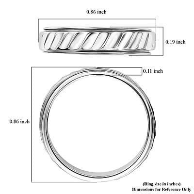 Band Ring in Platinum Over Sterling Silver (Size 10.0) 3.20 Grams