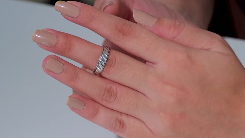 Platinum Over Sterling Silver Band Ring (Size 10.0) (3.20 g)