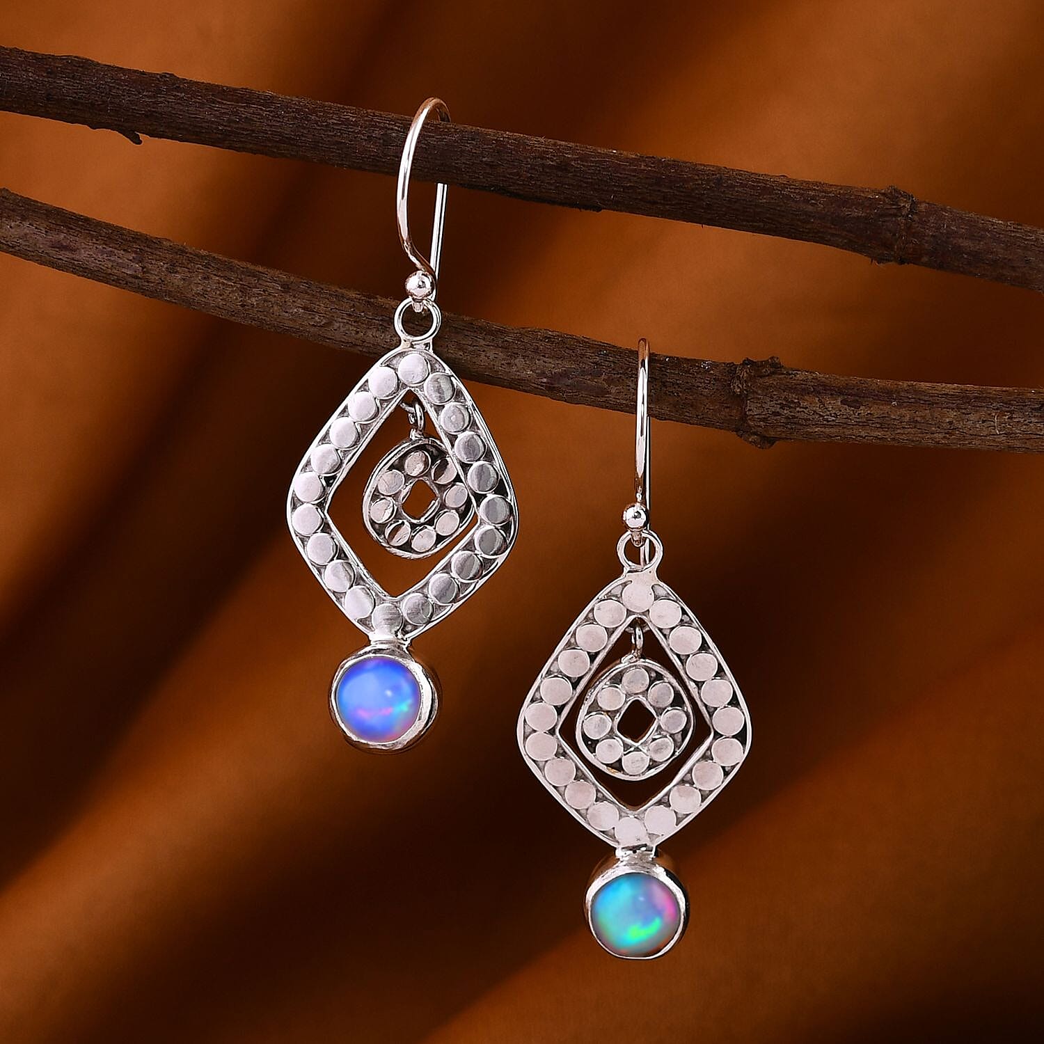 Ethiopian Welo Opal 1.60 ctw Earrings in Sterling Silver
