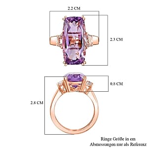 Premium Rose De France Amethyst and White Topaz 13.00 ctw Solitaire Ring in Vermeil Rose Gold Over Sterling Silver (Size 8.0)