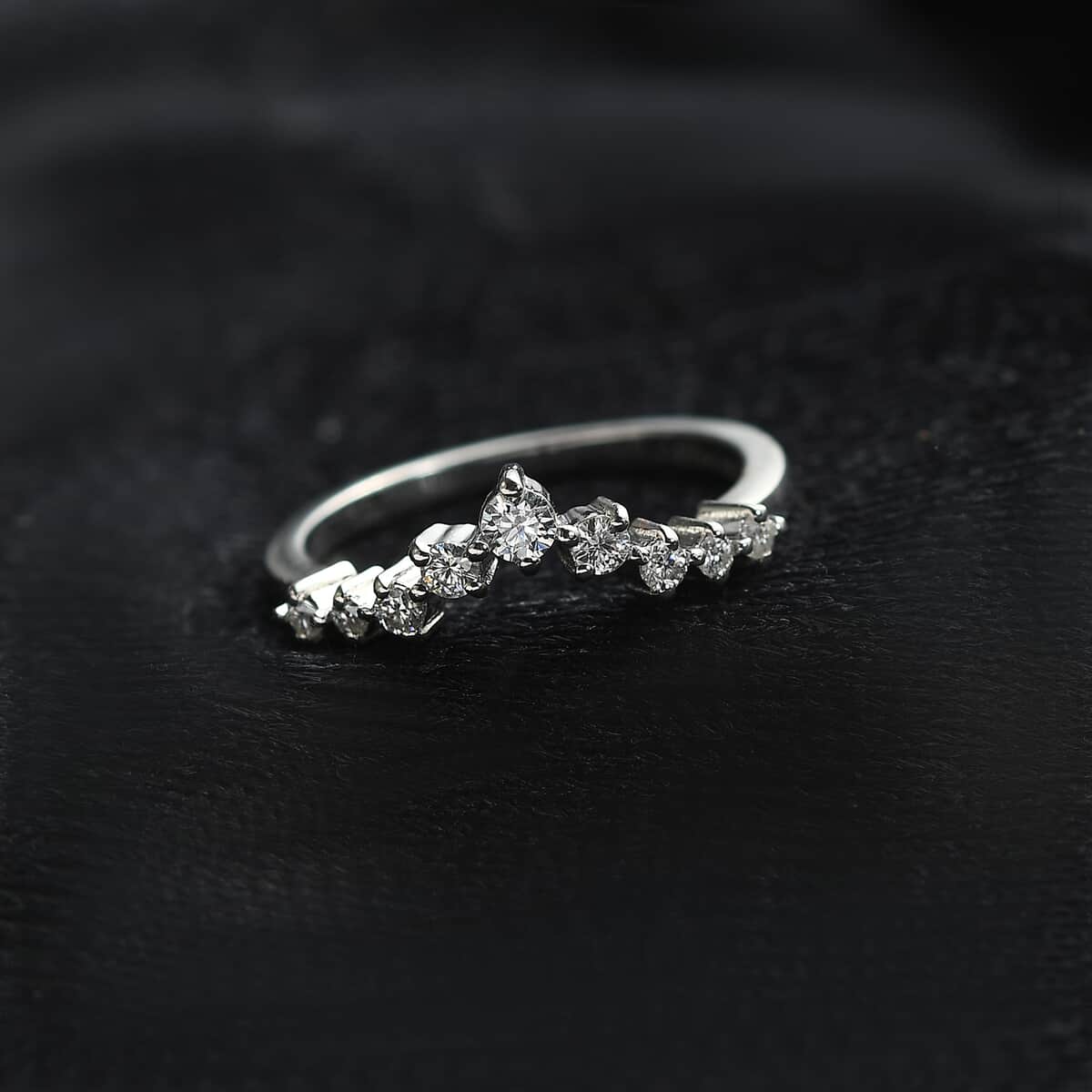 Moissanite Wishbone Ring in Platinum Over Sterling Silver (Size 10.0) 0.25 ctw image number 1