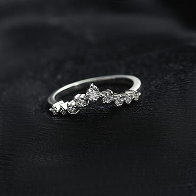 Moissanite Wishbone Ring in Platinum Over Sterling Silver (Size 10.0) 0.25 ctw