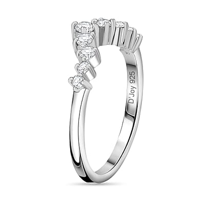 Moissanite Wishbone Ring in Platinum Over Sterling Silver (Size 10.0) 0.25 ctw