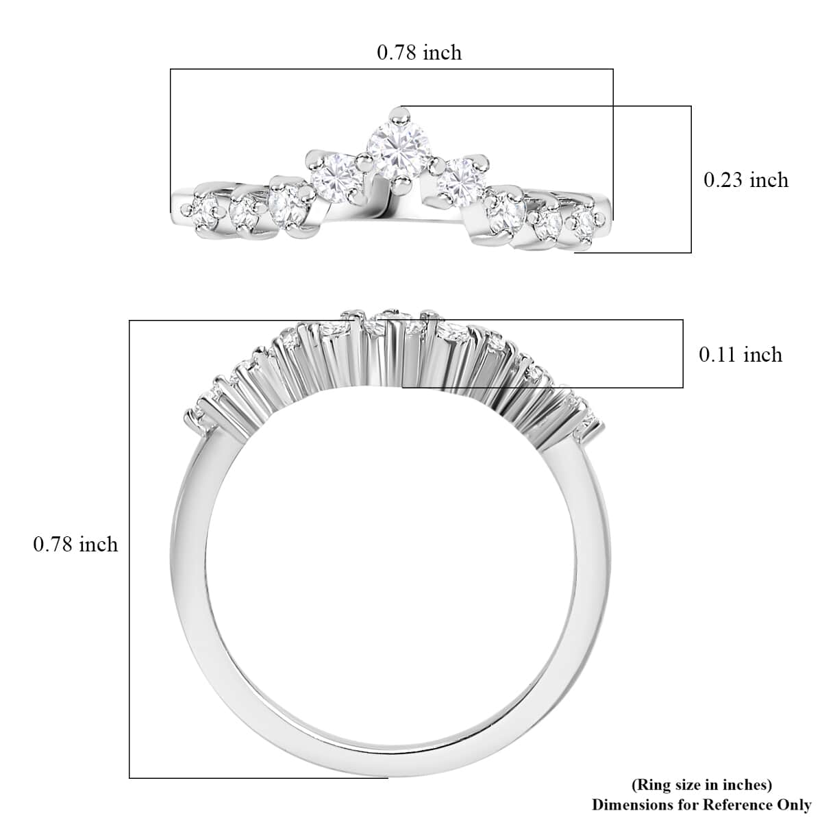 Moissanite Wishbone Ring in Platinum Over Sterling Silver (Size 10.0) 0.25 ctw image number 5