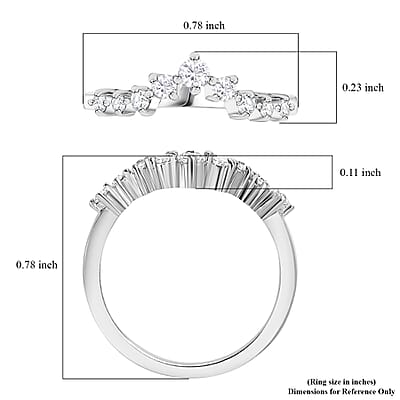 Moissanite Wishbone Ring in Platinum Over Sterling Silver (Size 10.0) 0.25 ctw