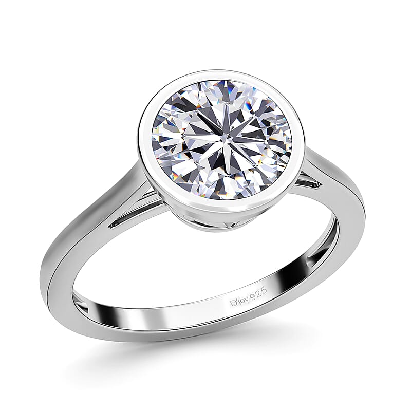 Moissanite Solitaire Ring in Platinum Over Sterling Silver (Size 10.0) 2.00 ctw