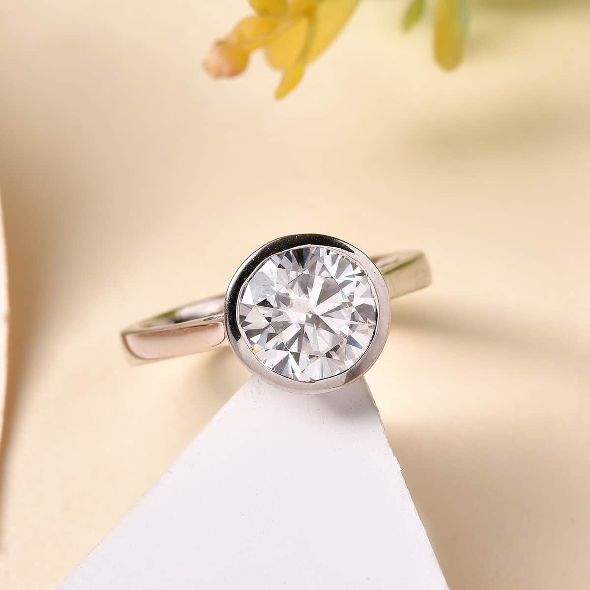 Mother’s Day Gift Moissanite Solitaire Ring in Platinum Over Sterling Silver (Size 10.0) 2.00 ctw image number 1
